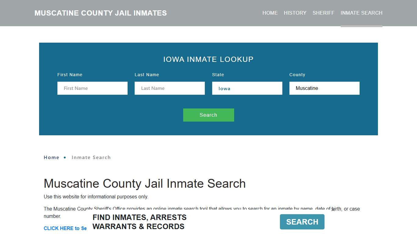 Muscatine County, IA Detainee Lookup