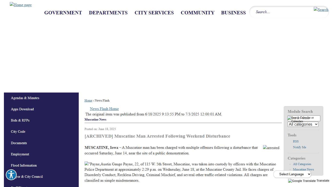 News Flash • Muscatine, IA • CivicEngage